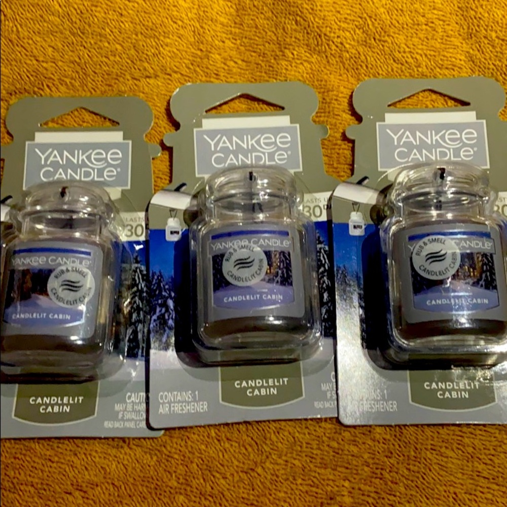 Yankee candle car jar candlelit cabin lot of 3